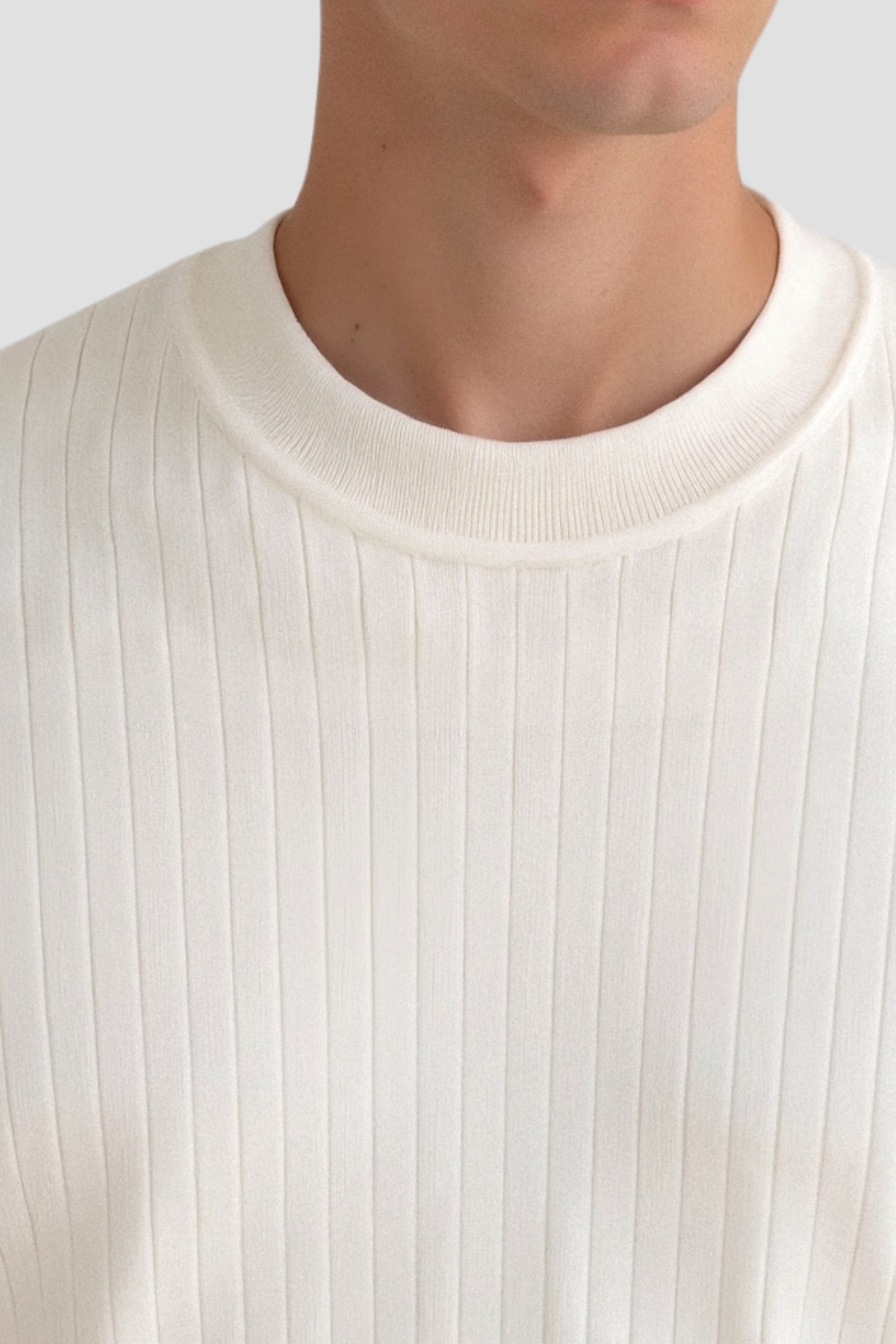 Herre Ribbet Strikket Sweater 6