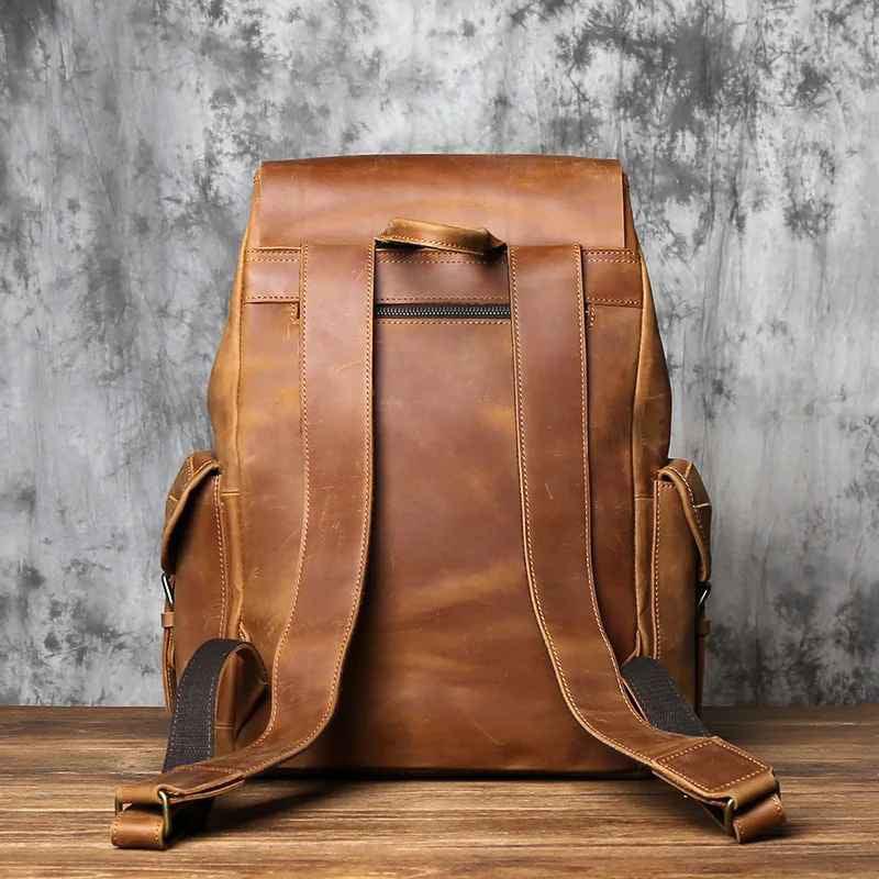 Herre Rygsæk Vintage Stil Rummelig og Praktisk Design 7