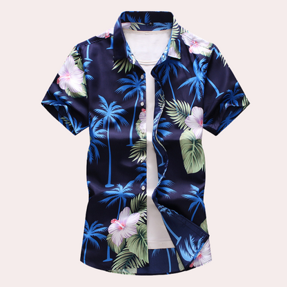 Herre Skjorte Blomstermønster Kortærmet Sommer Casual 2