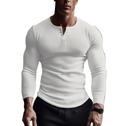 Herre Skjorte Henley Tætsiddende Stil til Mænd 0