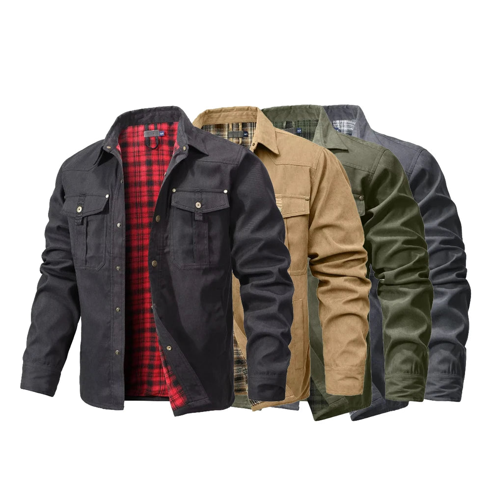 Herre Skjorte Jakke Flannel Lined Polyester Casual 0