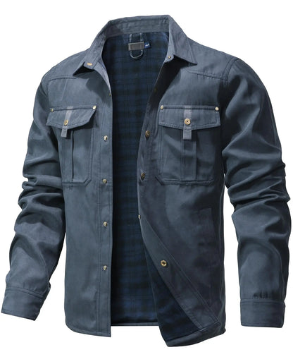 Herre Skjorte Jakke Flannel Lined Polyester Casual 8