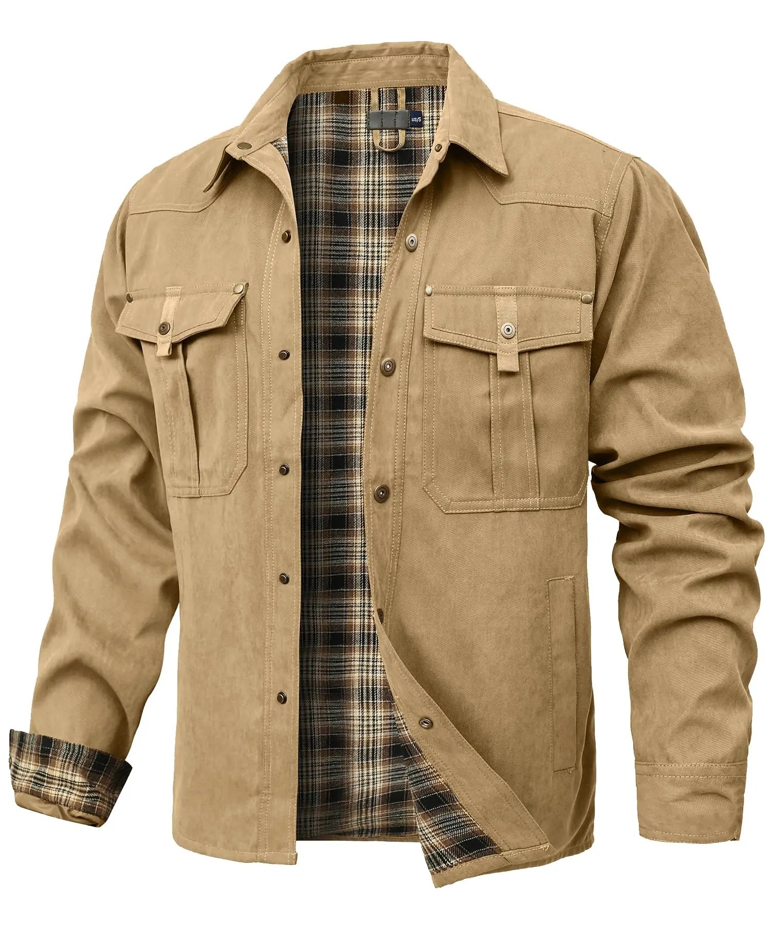 Herre Skjorte Jakke Flannel Lined Polyester Casual 9