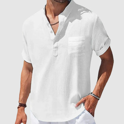 Herre Skjorte Kortærmet Henley Casual Stil 2