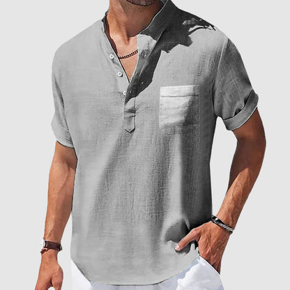Herre Skjorte Kortærmet Henley Casual Stil 3