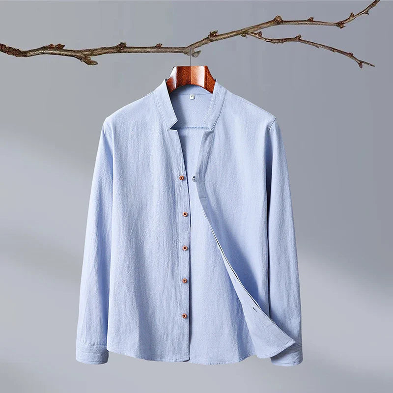 Herre Skjorte Langærmet Japansk Stil Minimalistisk Design 4