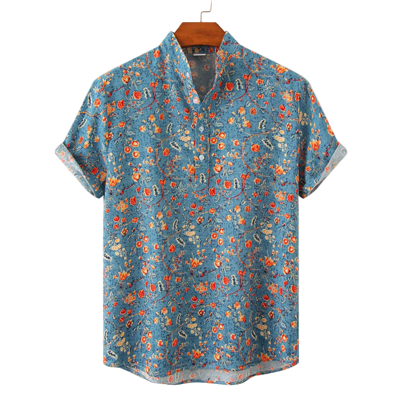 Herre Skjorte Med Blomsterprint Casual 0