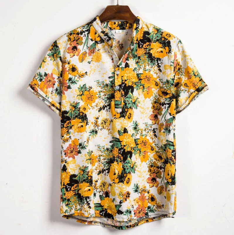 Herre Skjorte Med Blomsterprint Casual 1