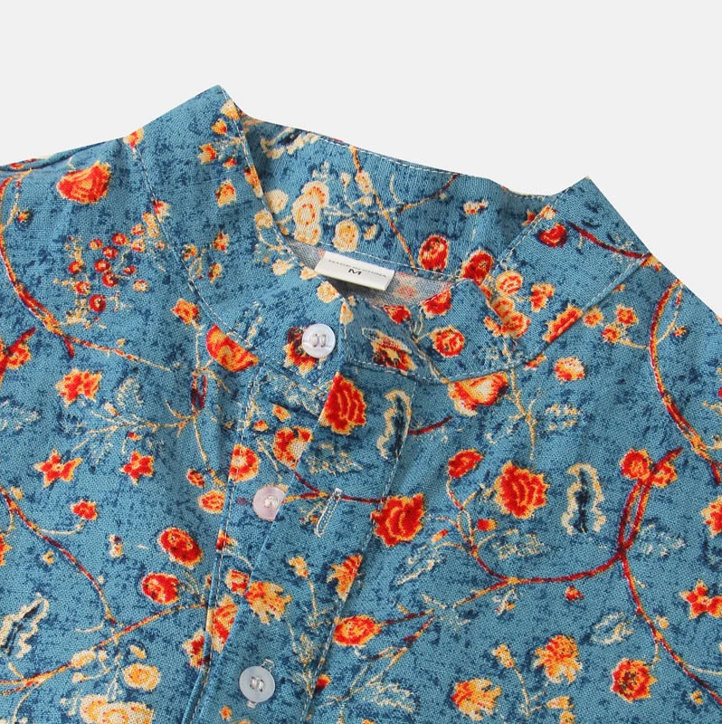 Herre Skjorte Med Blomsterprint Casual 4