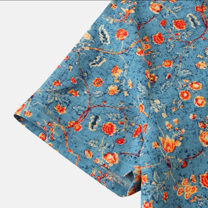 Herre Skjorte Med Blomsterprint Casual 5