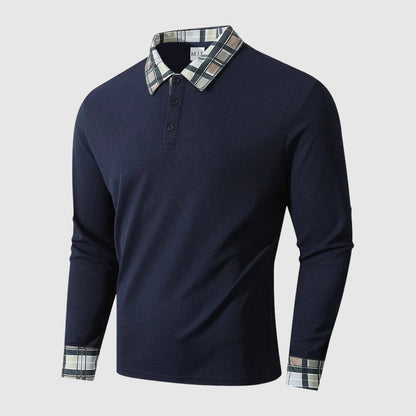 Herre Skjorte Med Plaid Trim Langærmet Afslappet Stil 2