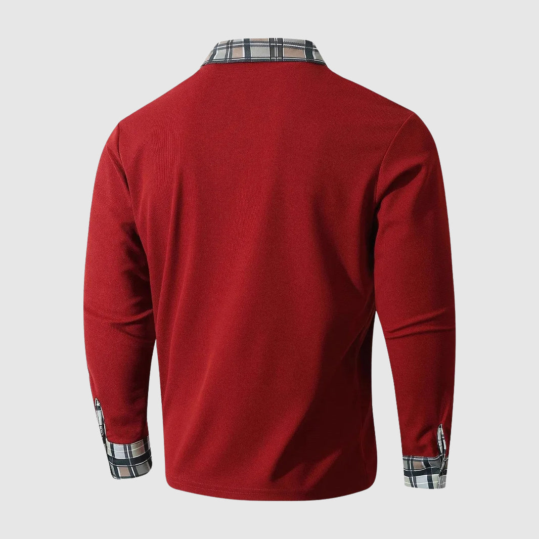 Herre Skjorte Med Plaid Trim Langærmet Afslappet Stil 5