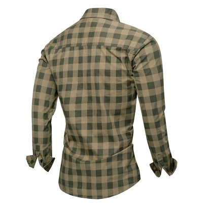Herre Skjorte Plaid Langærmet 100% Bomuld Casual Komfort 2
