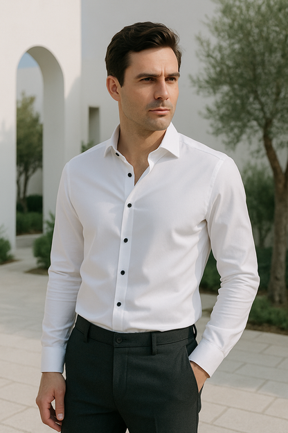 Herre Skjorter Smart Casual Slim Fit Stretchbart Åndbart Stof 2