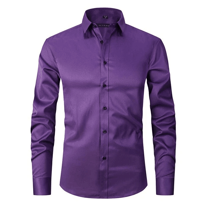 Herre Skjorter Smart Casual Slim Fit Stretchbart Åndbart Stof 8