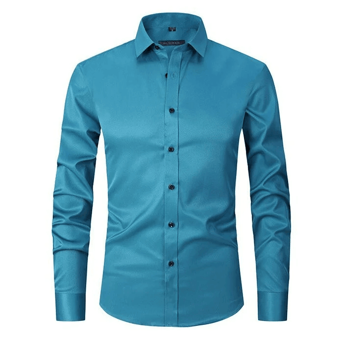 Herre Skjorter Smart Casual Slim Fit Stretchbart Åndbart Stof 9