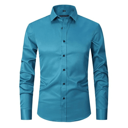 Herre Skjorter Smart Casual Slim Fit Stretchbart Åndbart Stof 9