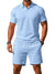 Herre Sommer Sæt Polo og Shorts i Ton-sur-Ton Struktur 0