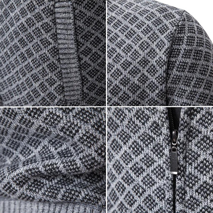 Herre Strik Vest Geometrisk Mønster med Rits Blød Blanding 4
