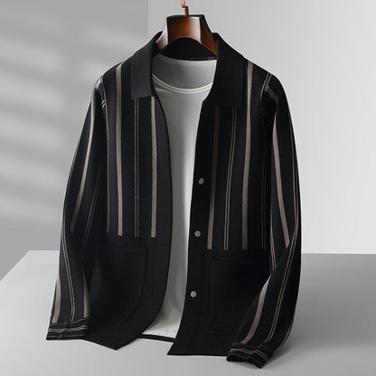 Herre Strikket Cardigan med Striber 1