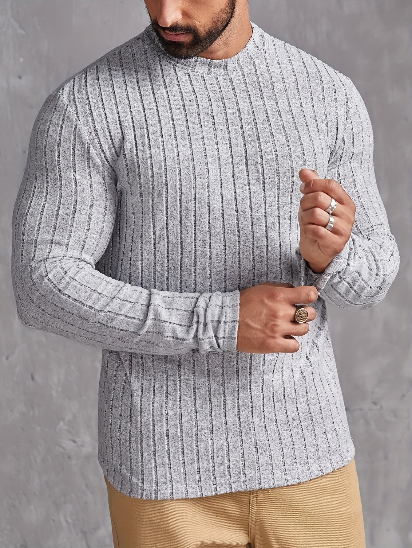 Herre Striktrøje Casual Crewneck Stil 2