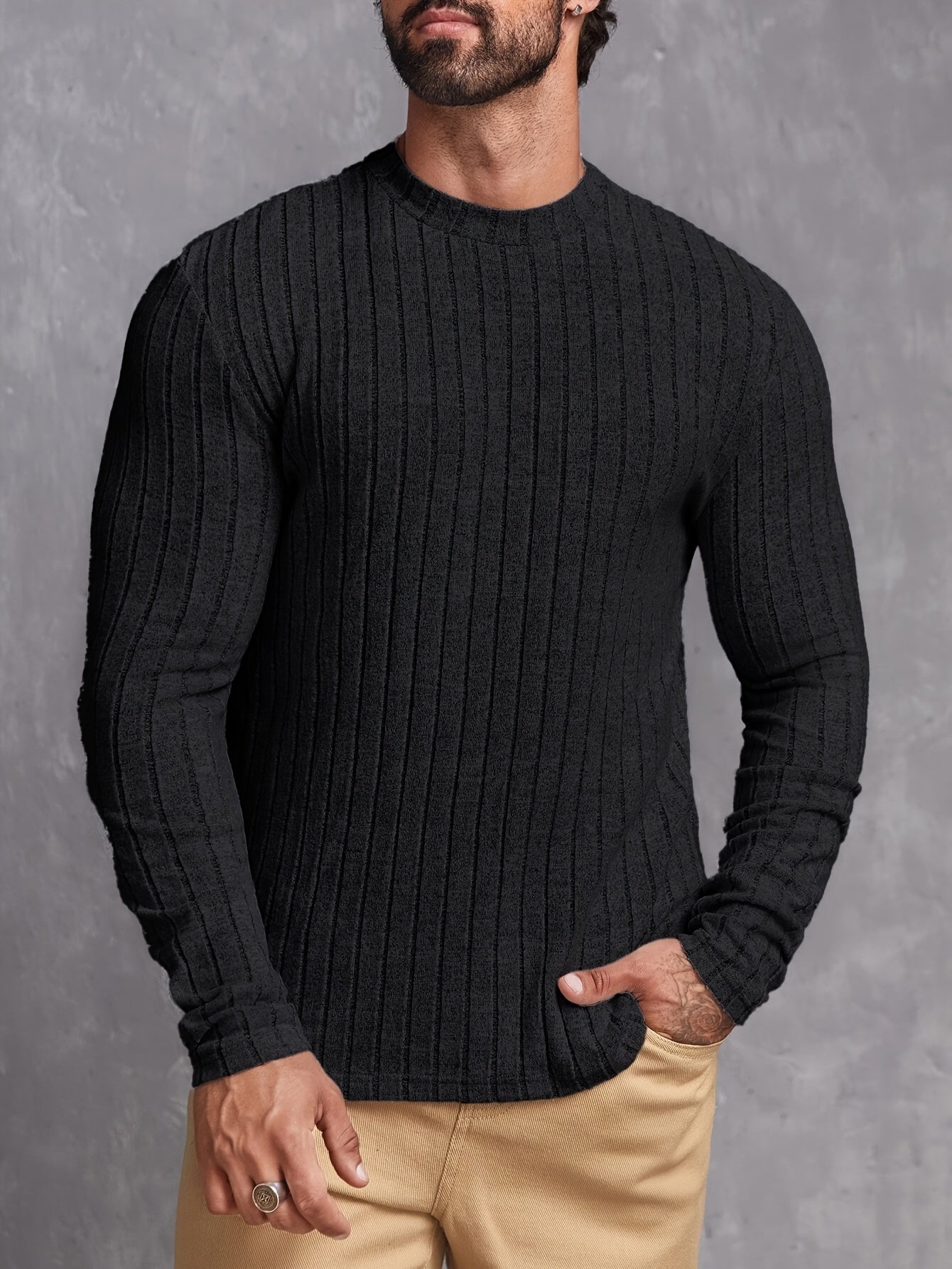 Herre Striktrøje Casual Crewneck Stil 7