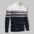 Herre Striktrøje Quart Zipper Noors Mønster Blød Stof 4