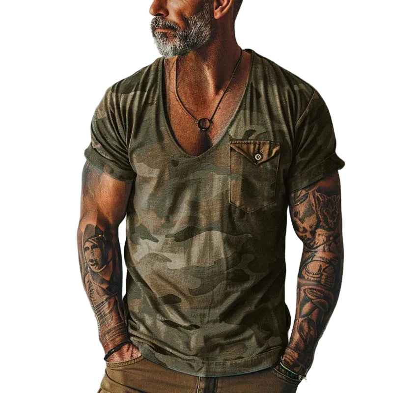 Herre T-shirt med Vintage Camoprint 0