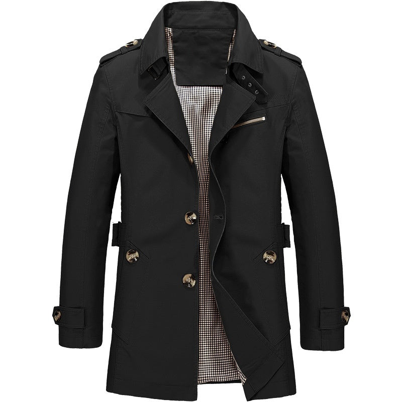 Herre Trenchcoat Struktureret Design Blødt Blandingsmateriale 8