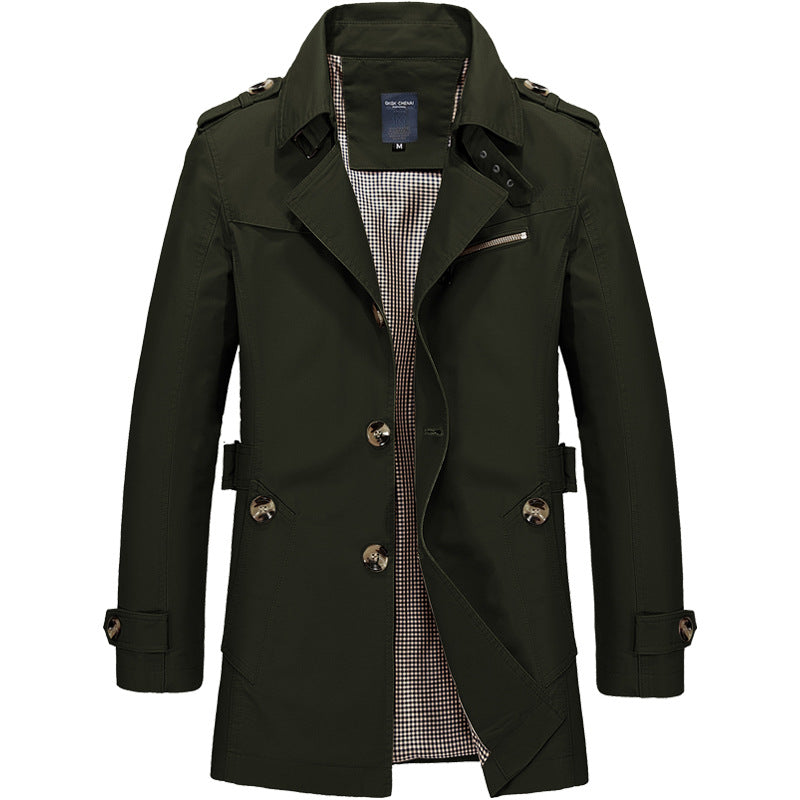 Herre Trenchcoat Struktureret Design Blødt Blandingsmateriale 9