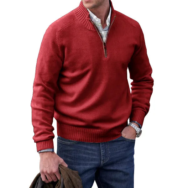 Herre Trøje Klassisk Pullover Med Justerbar Lynlåskrave 10