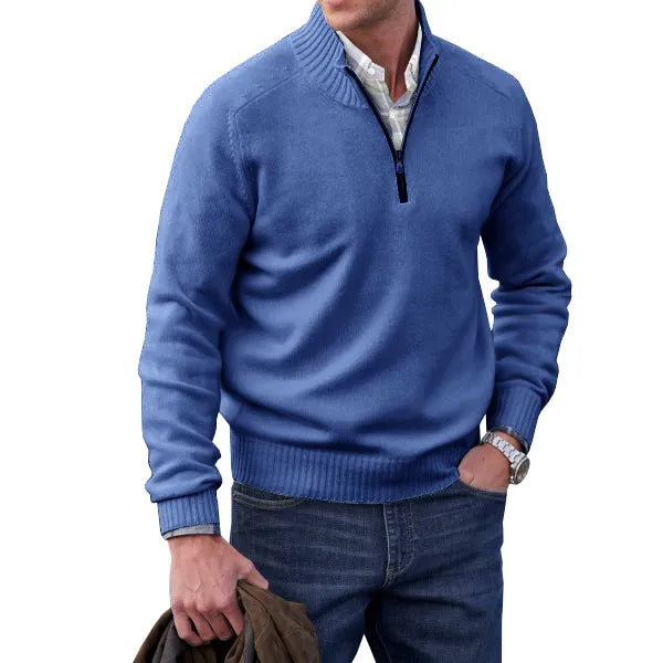 Herre Trøje Klassisk Pullover Med Justerbar Lynlåskrave 7