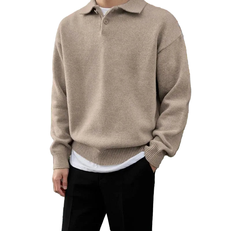 Herre Uldpolo Casual med Knapper 0