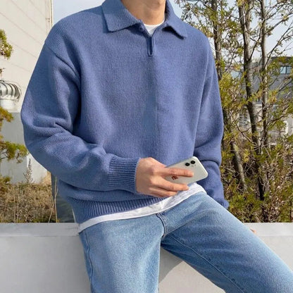 Herre Uldpolo Casual med Knapper 2