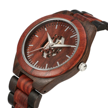 Herre Ure Analog med Trædesign og Klassisk Rundt Ansigt 1