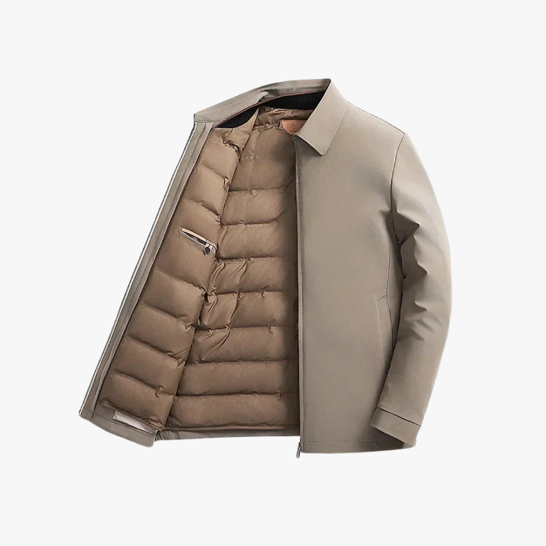 Herre Vinterjakke Justerbar Hætte Nylon Isoleret Regular Fit 4