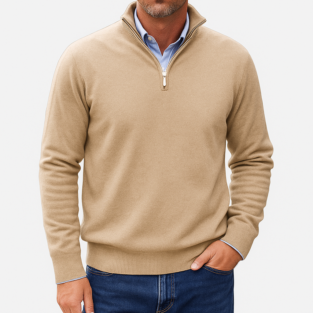 Herre Zip Krave Strik Sweater Casual Stil 10