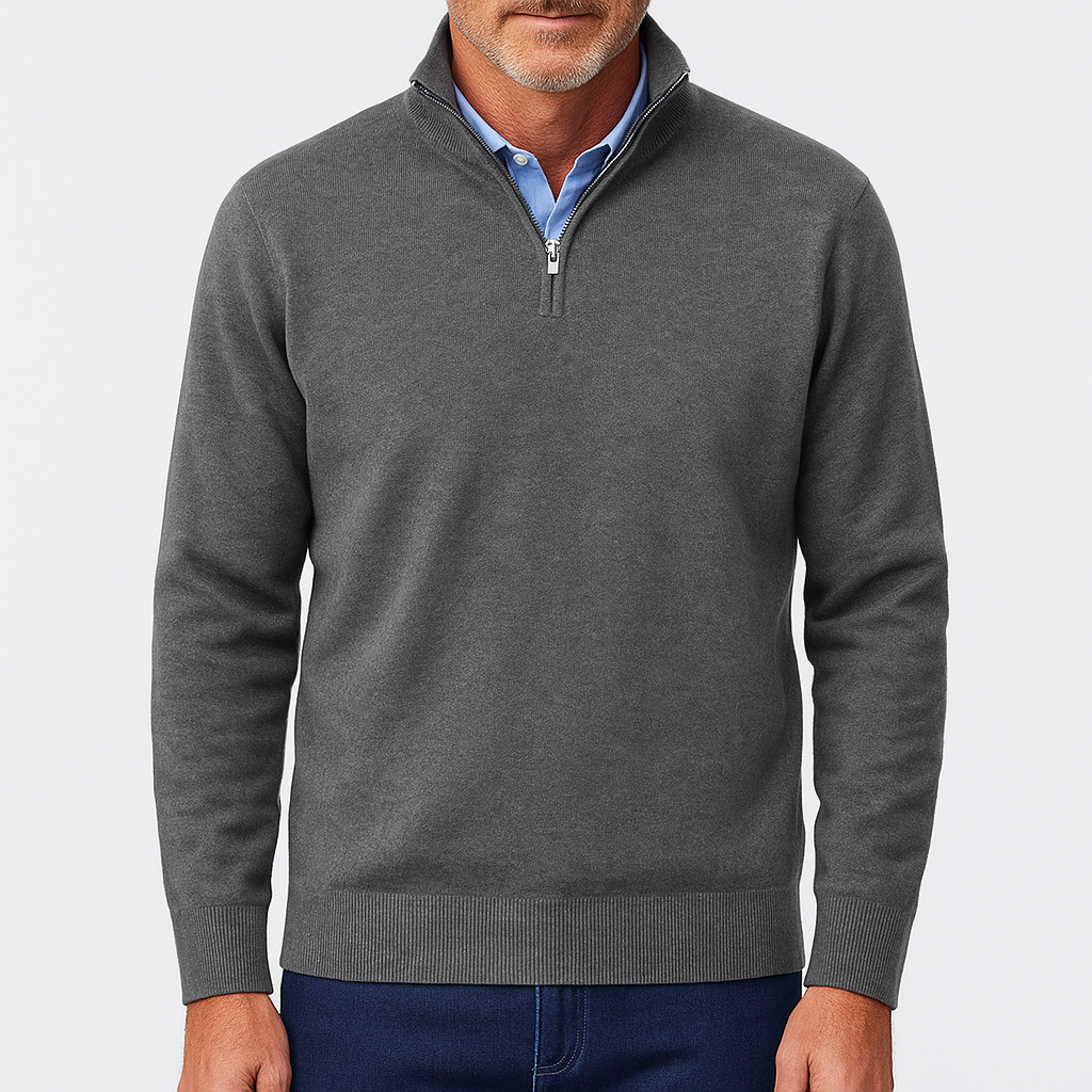 Herre Zip Krave Strik Sweater Casual Stil 1