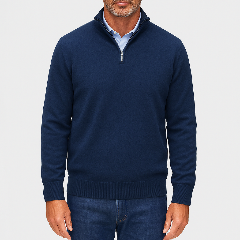 Herre Zip Krave Strik Sweater Casual Stil 2