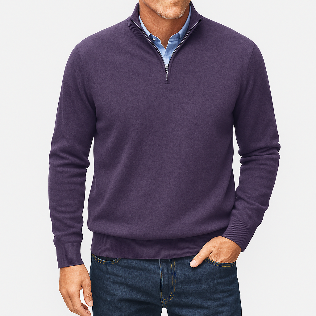 Herre Zip Krave Strik Sweater Casual Stil 5