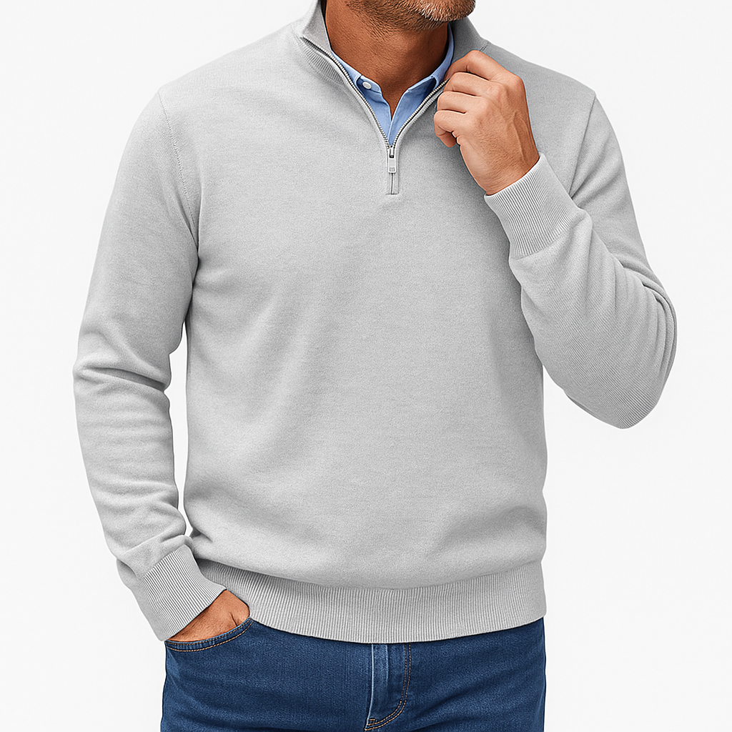 Herre Zip Krave Strik Sweater Casual Stil 8