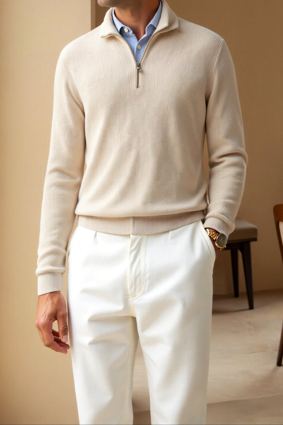 Herre Zip Shirt Klassisk Design 2