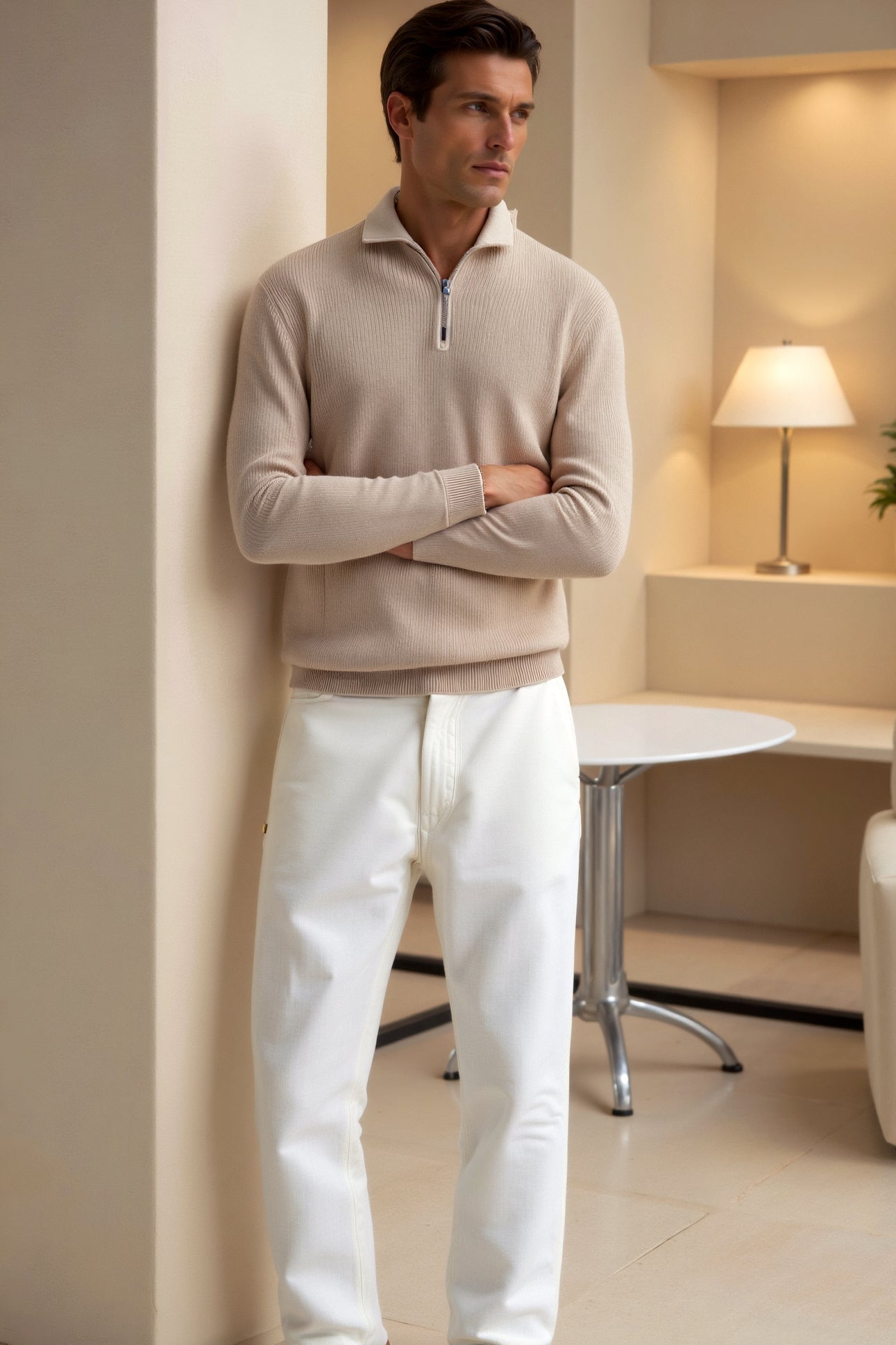 Herre Zip Shirt Klassisk Design 3