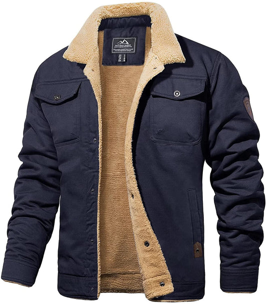Herre vinterjakke med sherpaforing, vandafvisende og robust design 0