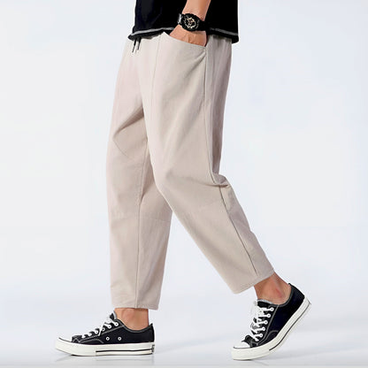 Herrebukser Cropped Casual Stil med Justerbar Snøre 1