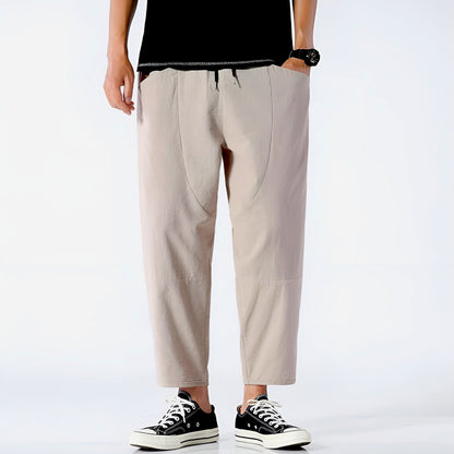 Herrebukser Cropped Casual Stil med Justerbar Snøre 2