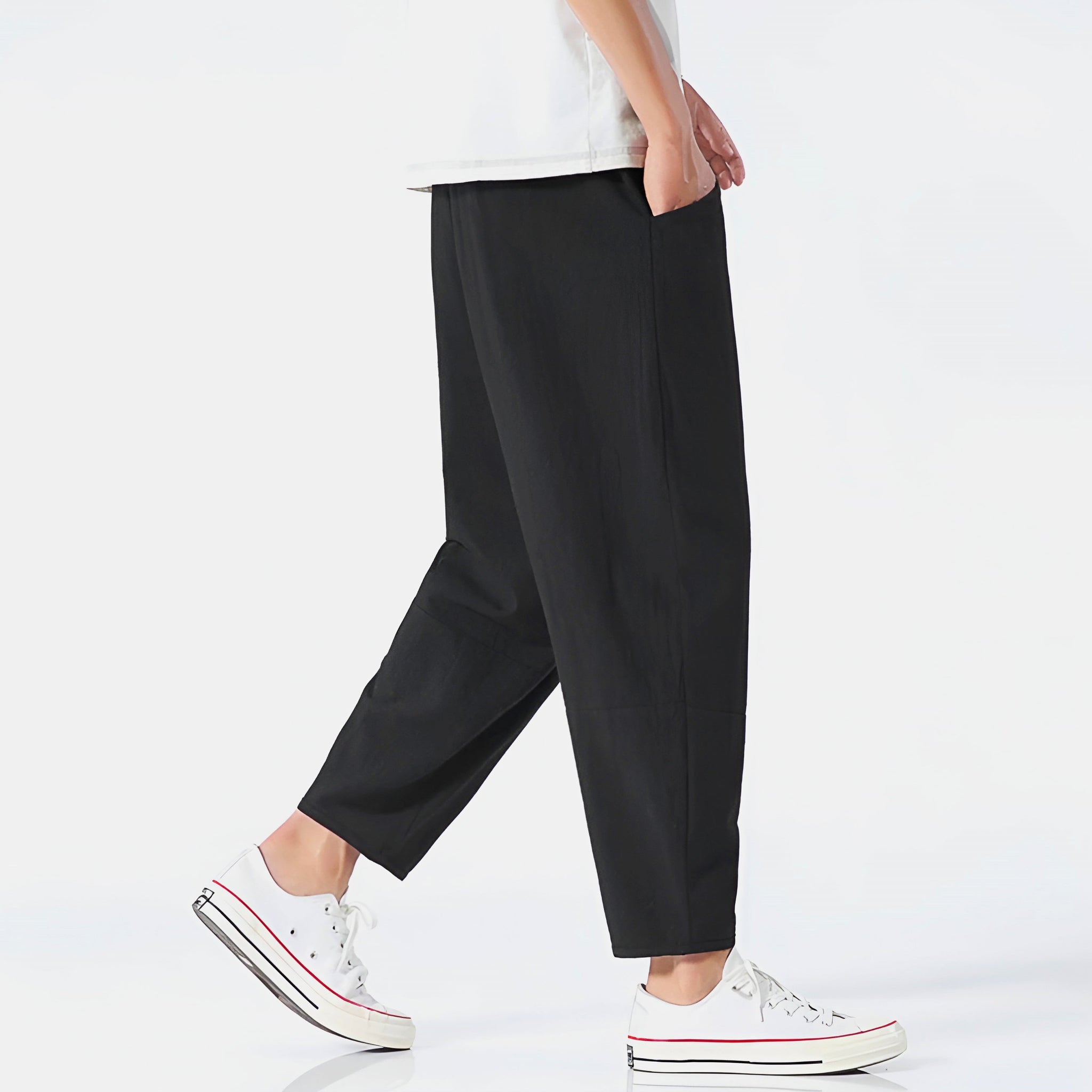 Herrebukser Cropped Casual Stil med Justerbar Snøre 3