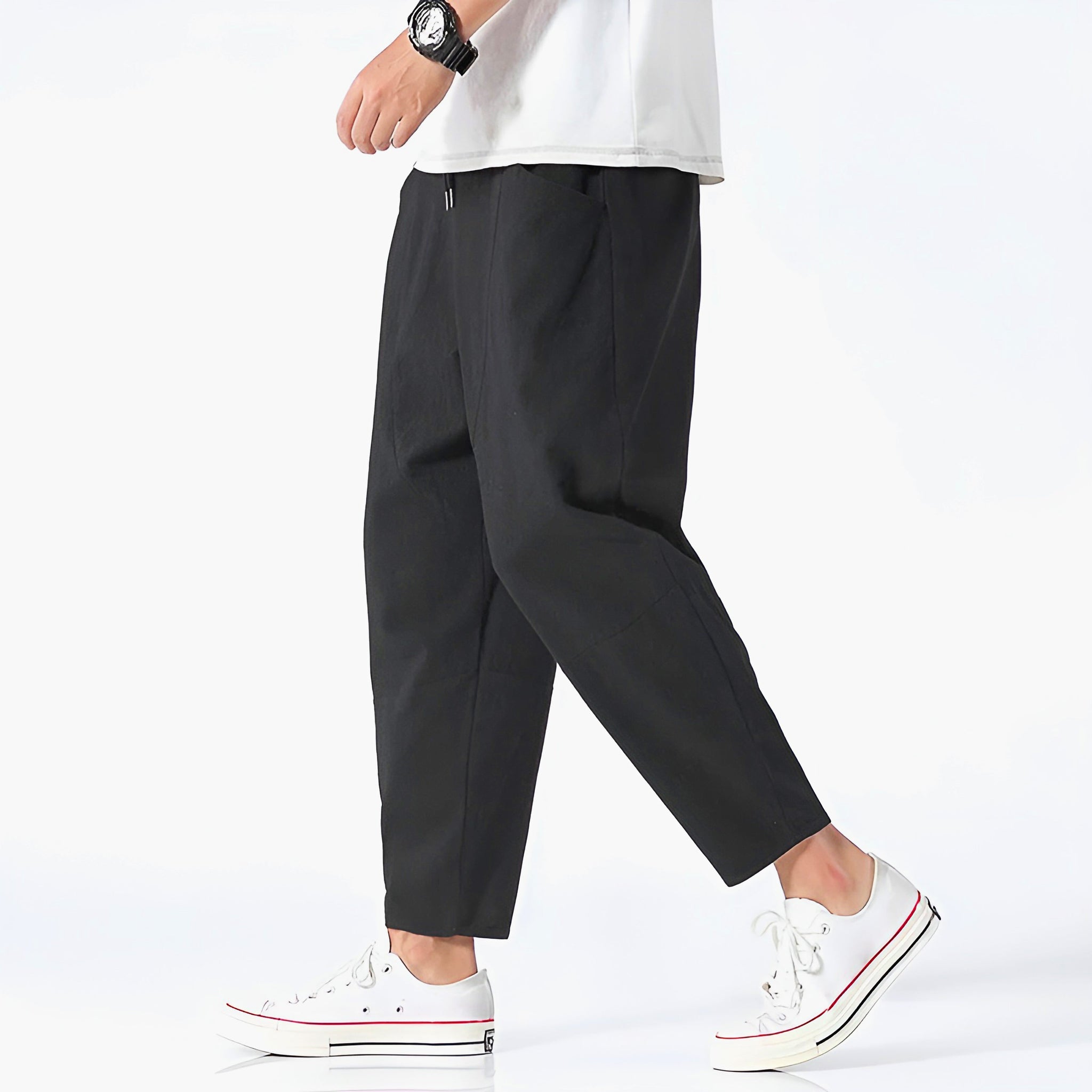Herrebukser Cropped Casual Stil med Justerbar Snøre 4