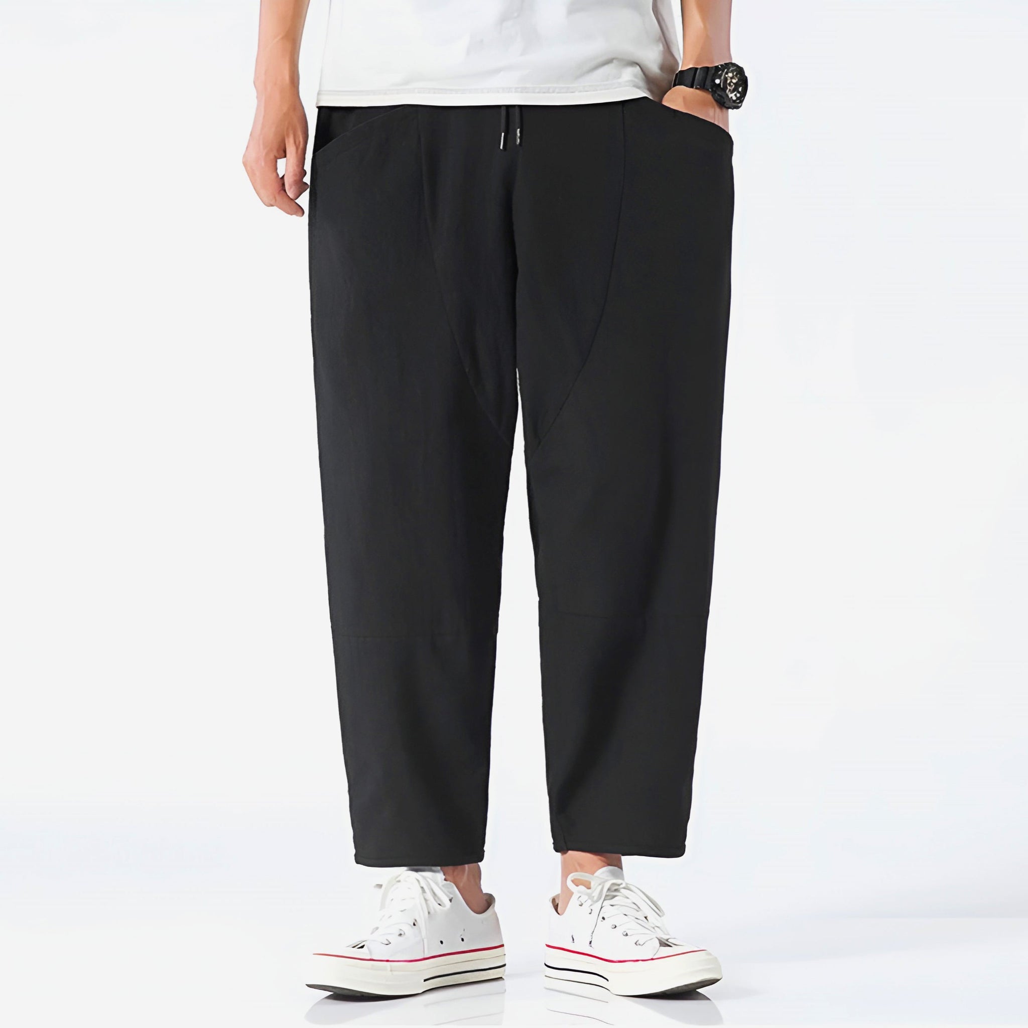Herrebukser Cropped Casual Stil med Justerbar Snøre 5