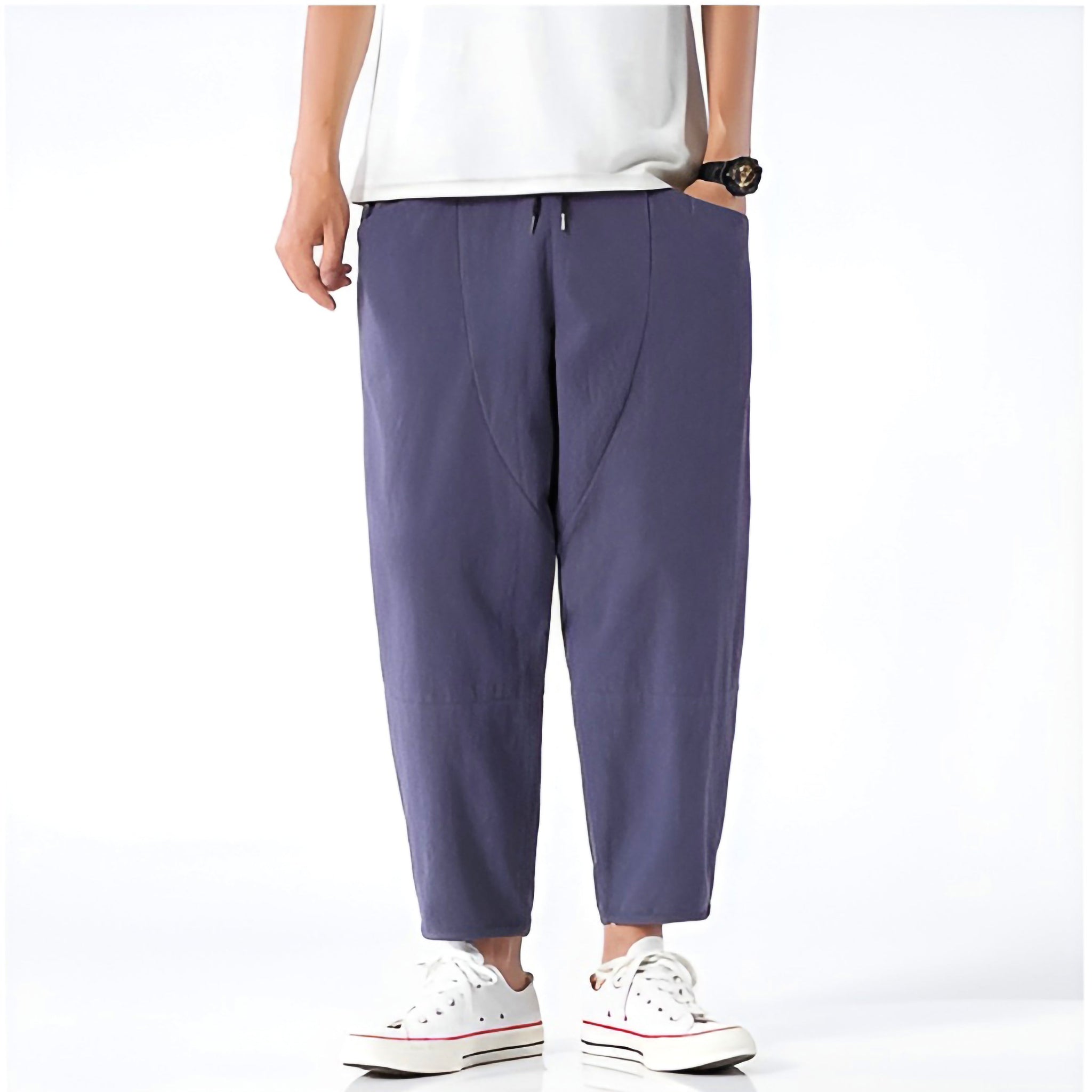 Herrebukser Cropped Casual Stil med Justerbar Snøre 8